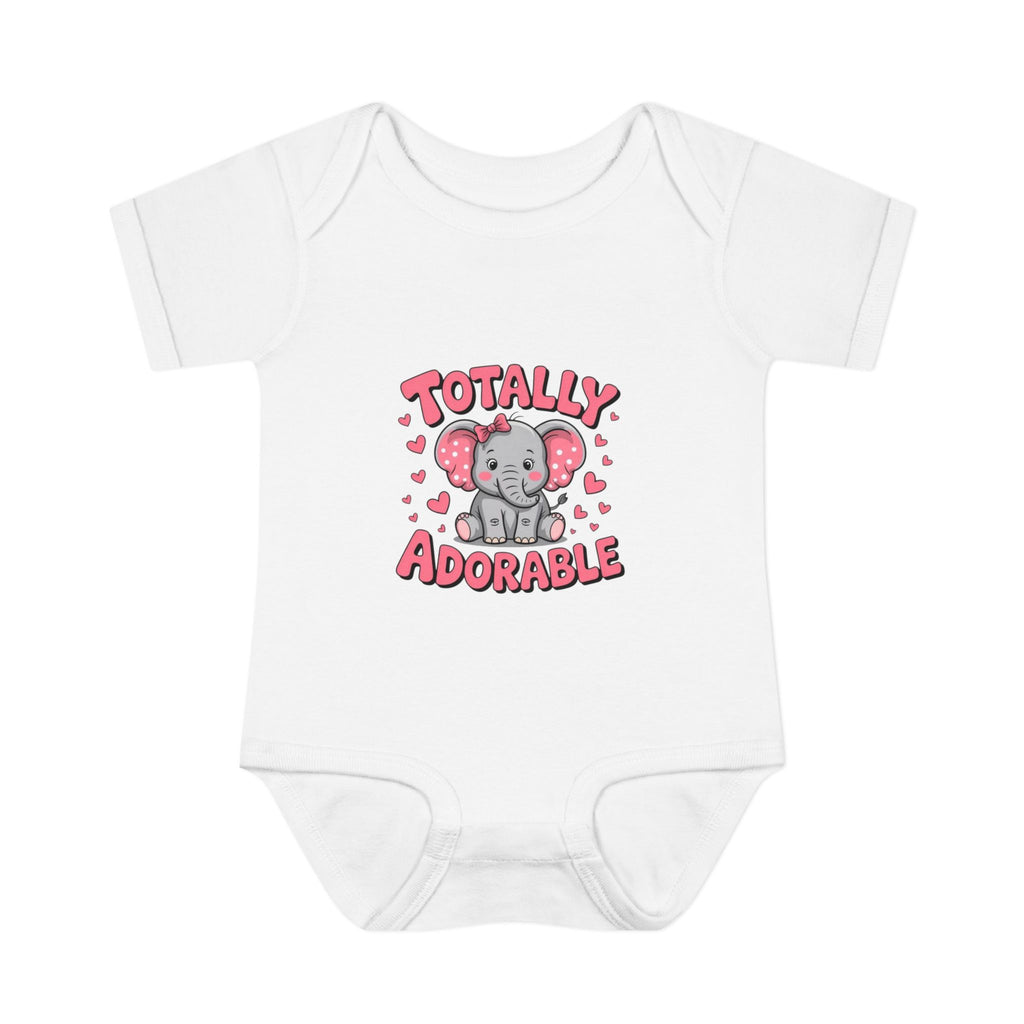 Infant Bodysuit — "Totally Adorable" Pink Elephant Baby Onesie