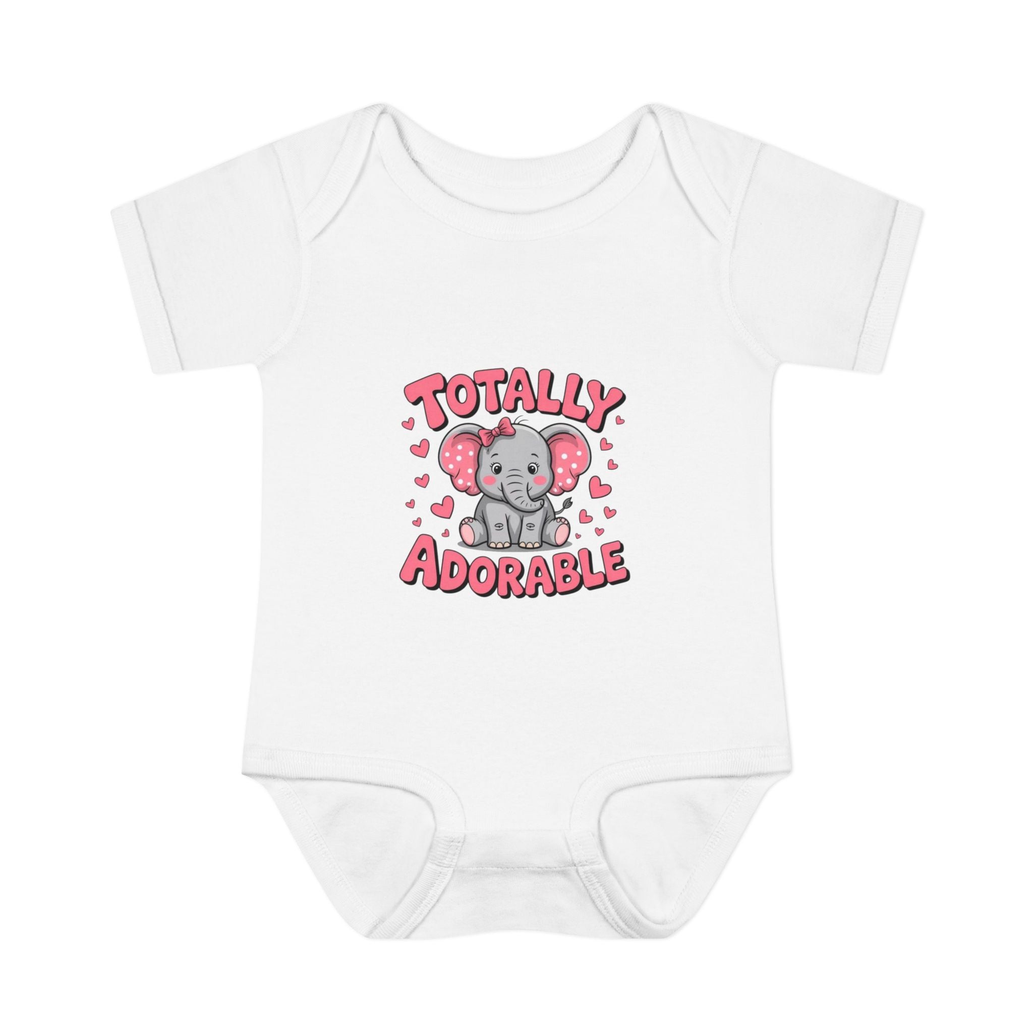 Infant Bodysuit — "Totally Adorable" Pink Elephant Baby Onesie
