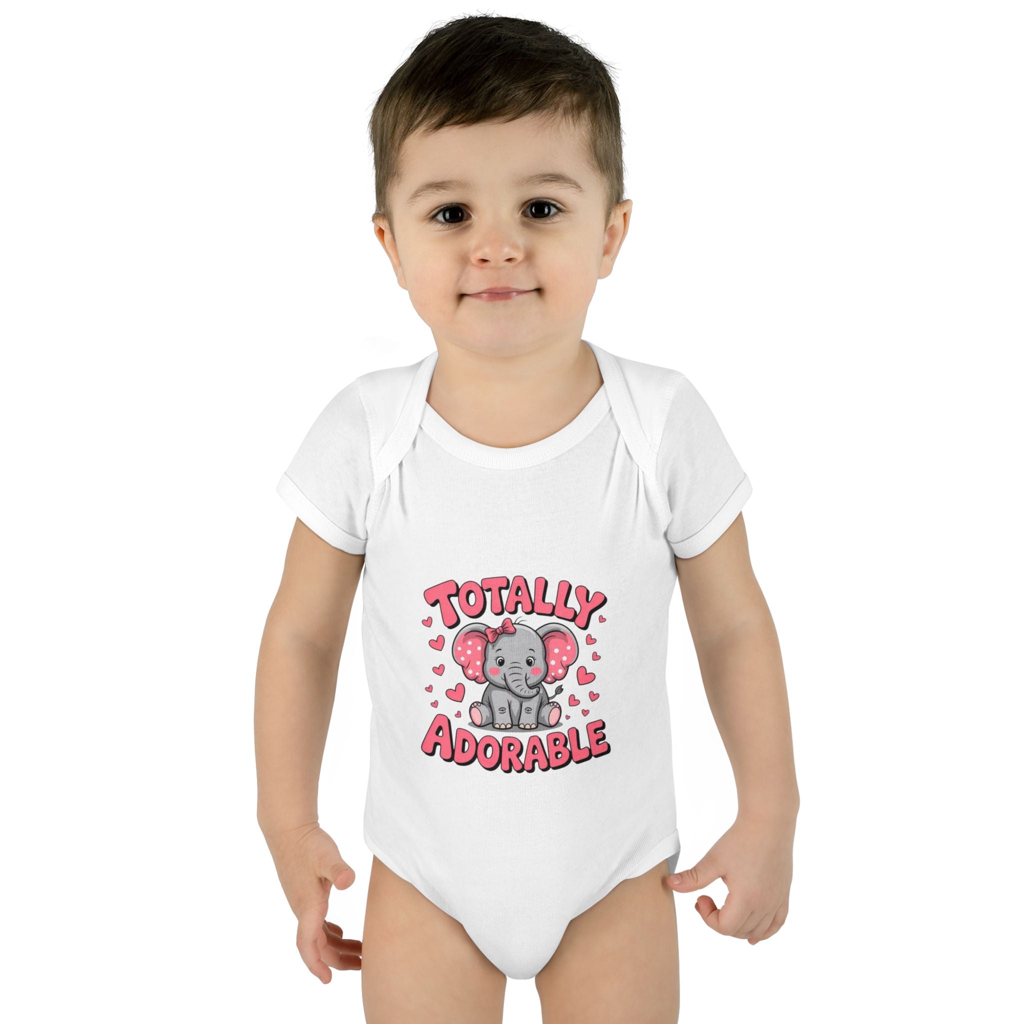 Infant Bodysuit — "Totally Adorable" Pink Elephant Baby Onesie