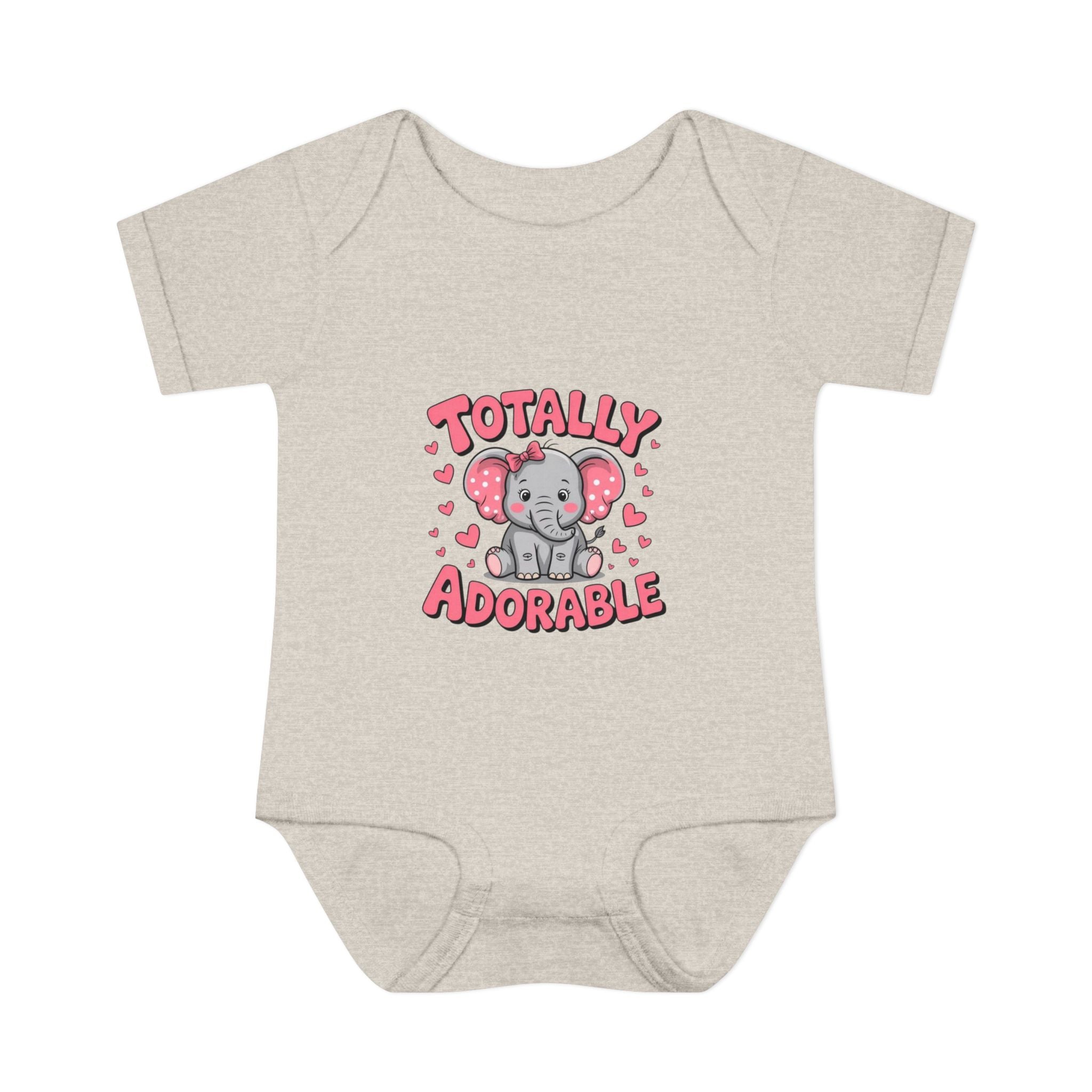Infant Bodysuit — "Totally Adorable" Pink Elephant Baby Onesie