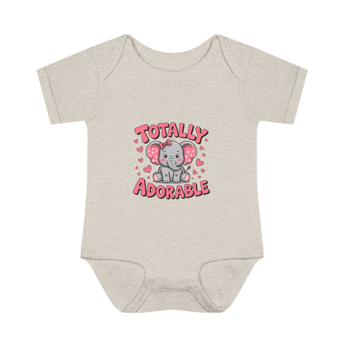 Infant Bodysuit — "Totally Adorable" Pink Elephant Baby Onesie