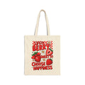 Strawberry 'Life's Berry Sweet So Choose Happiness' Canvas Tote Bag