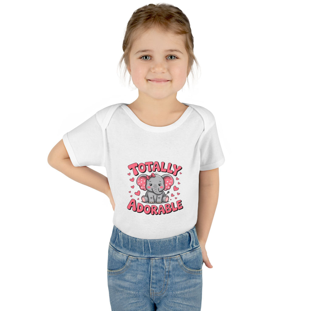 Infant Bodysuit — "Totally Adorable" Pink Elephant Baby Onesie