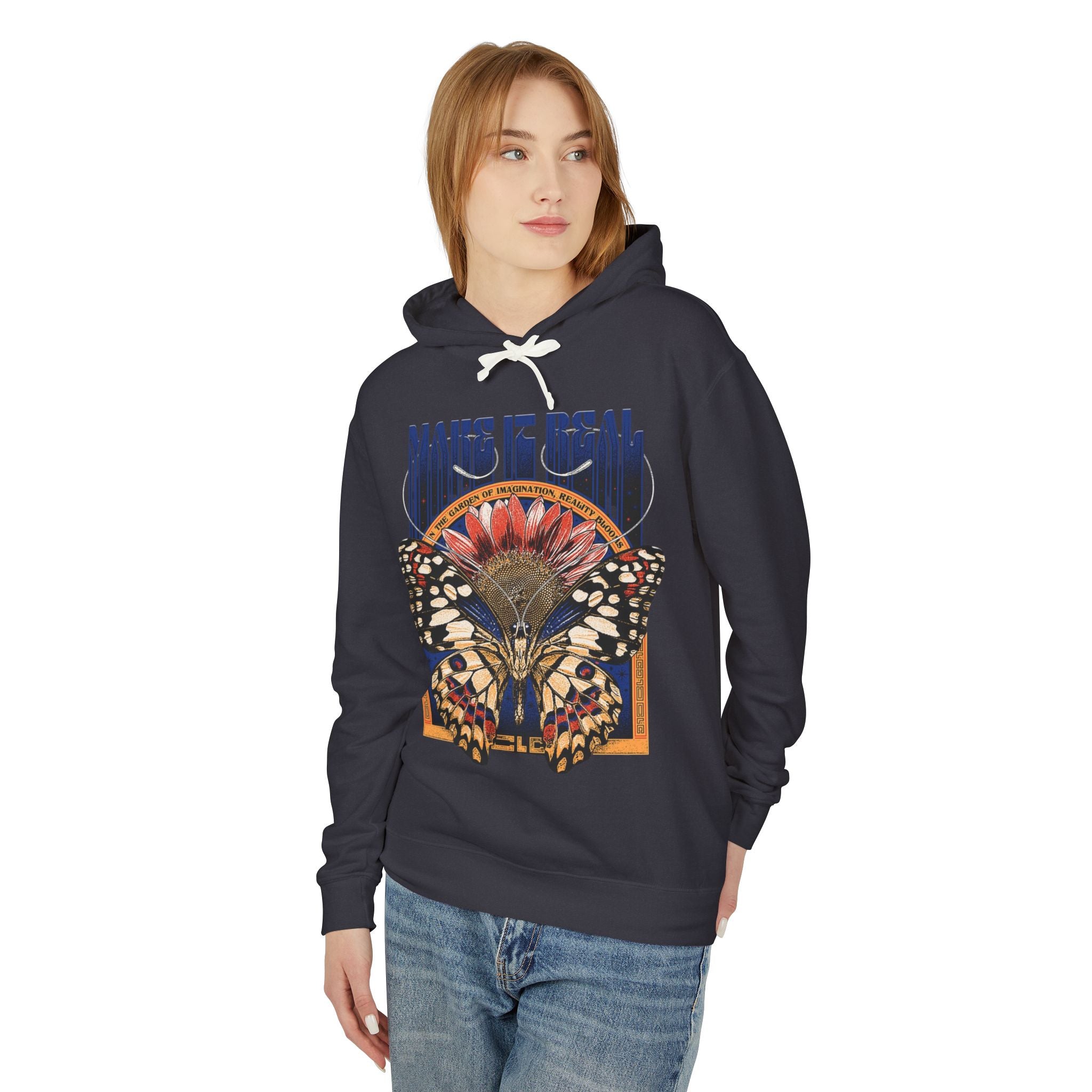 Butterfly Bloom Hoodie — 'Make It Real' Graphic Pullover