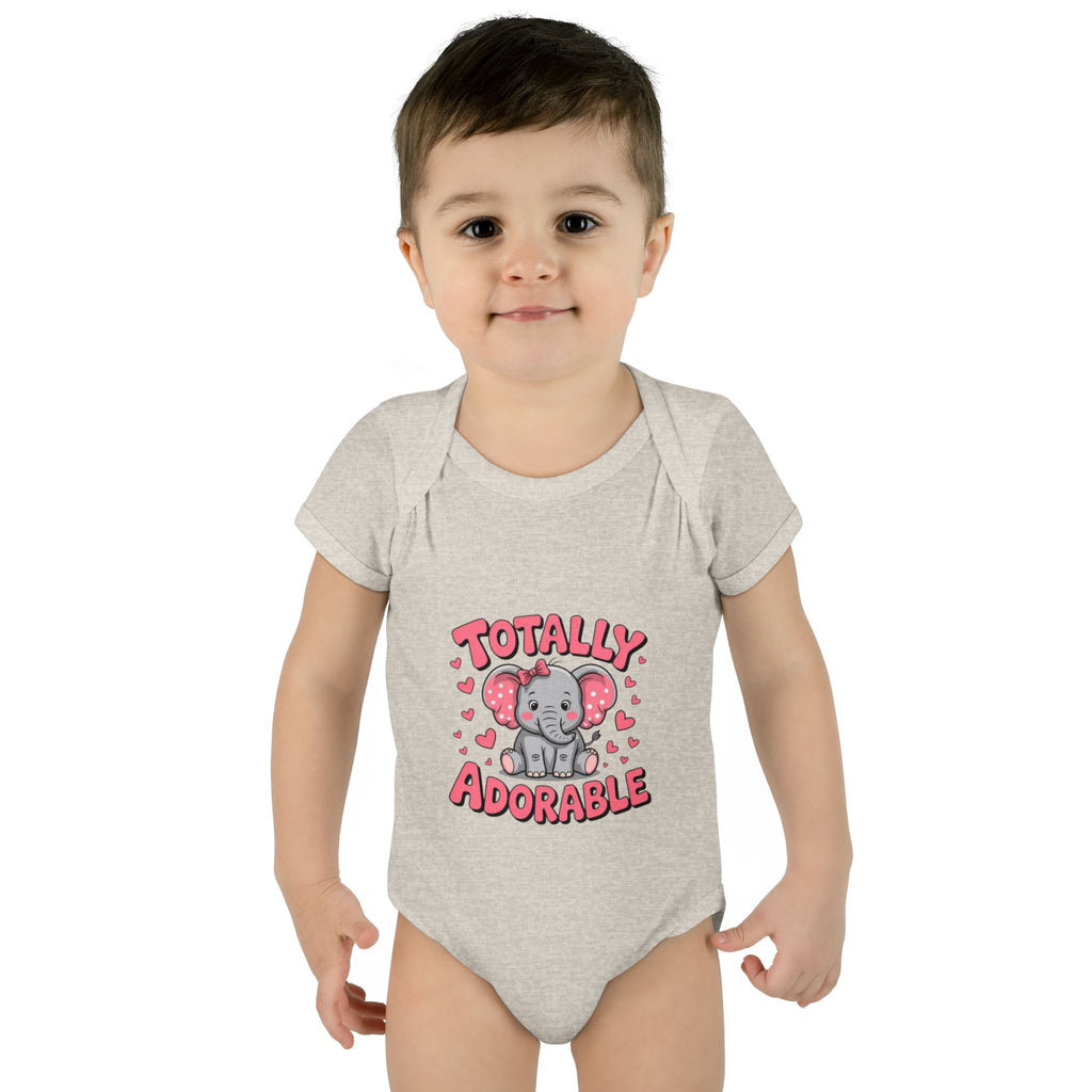 Infant Bodysuit — "Totally Adorable" Pink Elephant Baby Onesie