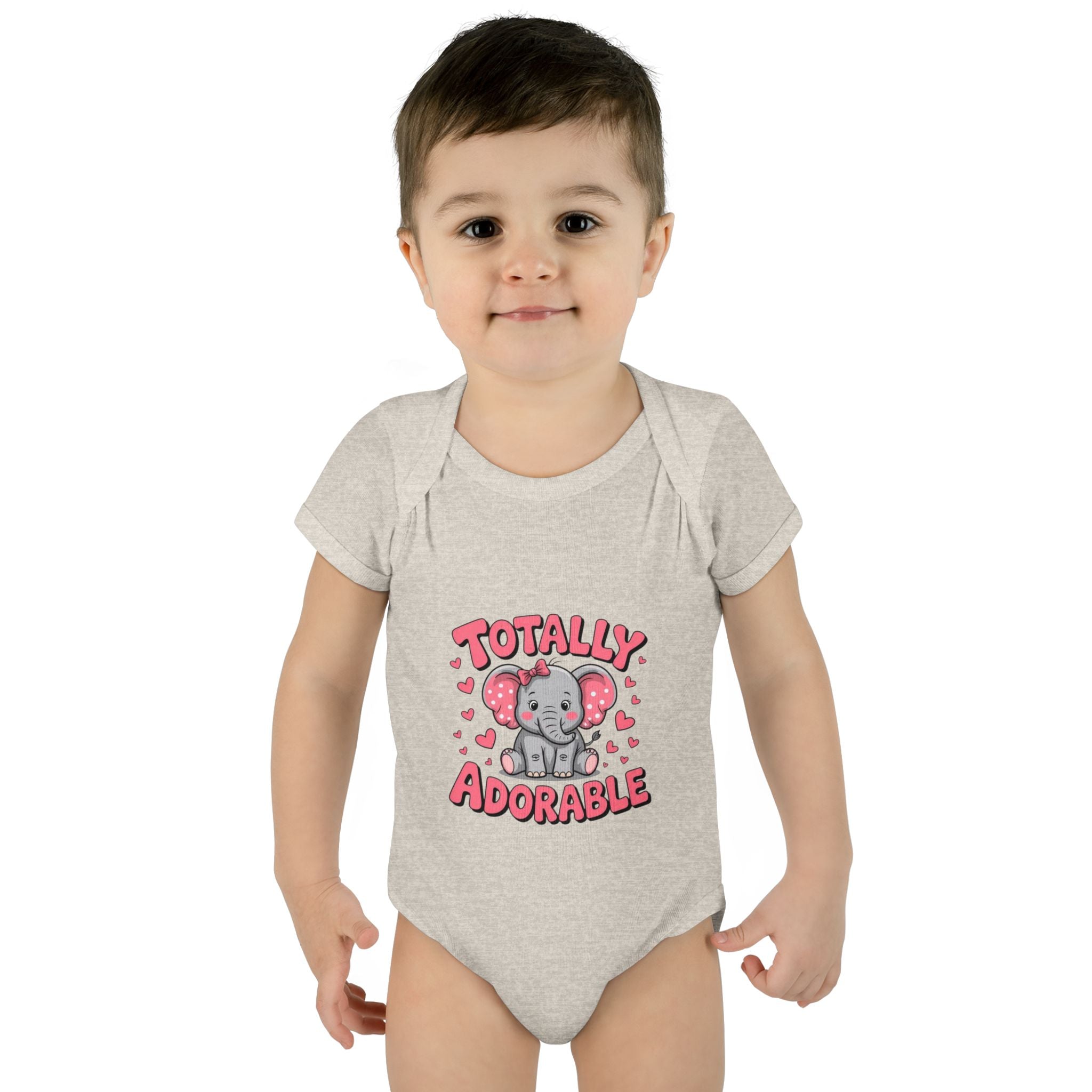 Infant Bodysuit — "Totally Adorable" Pink Elephant Baby Onesie