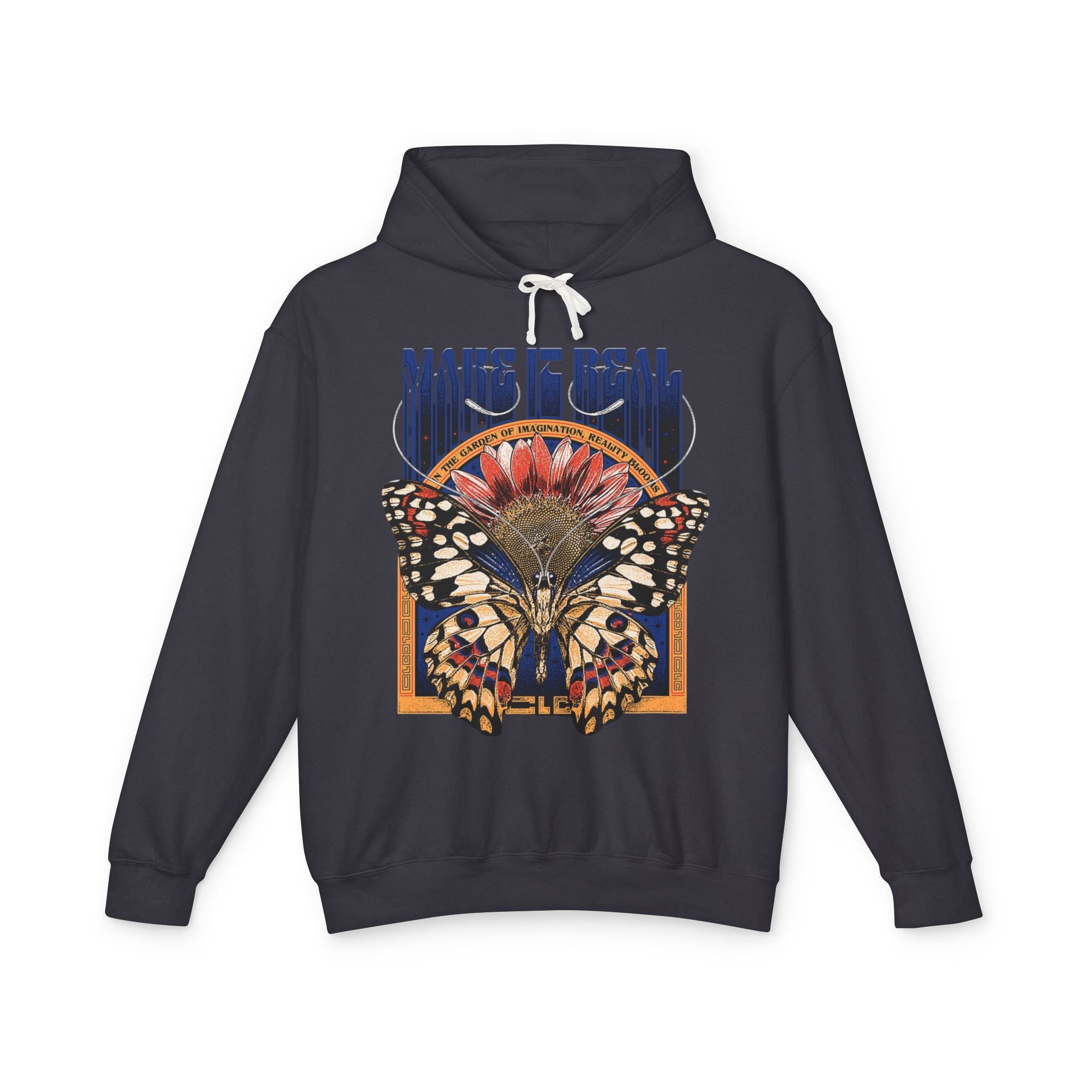 Butterfly Bloom Hoodie — 'Make It Real' Graphic Pullover
